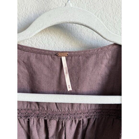 Free People Joi Eyelet Crop Blouse in Roan Rouge Women’s Size Medium - Picture 12 of 13